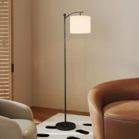 HOMCOM Vloerlamp met verstelbaar licht, voetschakelaar, afstandsbediening, metaal, zwart(m-9)