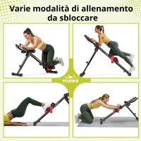 Allenatore per addominali, regolabile, multifunzionale & pieghevole, ruote silenziose & imbottitura in schiuma, 122L x 50P cm, 122x50x0 cm, Nero(m-5)