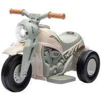 AIYAPLAY Moto électrique enfants 2-5 ans, 3 roues, 6 V, 3 km/h, avec fonction de bulles, effets lumineux et sonores, blanc crème(m-12)
