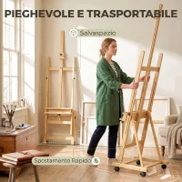Vinsetto Cavalletto Pittura Pieghevole con Ruote, per Dipingere su Tela, in Faggio Regolabile,per Studio, Artisti Pittori(m-4)