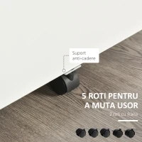 Vinsetto Fiset Birou cu 2 Sertare cu 5 Roti, Dulapior de Birou din PAL cu Incuietoare, 40x49x58 cm, Alb(m-7)