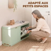 HOMCOM Banc à chaussures avec coussin d'assise rembourré et tiroir rabattable pour couloir, chambre, 104 x 26 x 47,5 cm, vert(m-4)