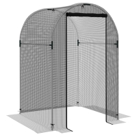 Outsunny Vogelbeschermingsnet, plantenbescherming, stevig, deur met ritssluiting, 120x120x188 cm, Zwart/Zilver