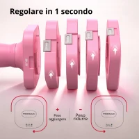 Set manubri regolabili 5‑in‑1 (2 pezzi), Dual‑Lock, impugnatura morbida in TPU, 29,5x24,5x13 cm, Rosa(m-7)