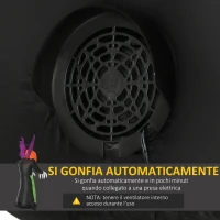 HOMCOM Fantasma Gonfiabile Halloween, Decorazione da Giardino Halloween Impermeabile e Autogonfiabile con Picchetti e Funi 120x90x240cm(m-6)