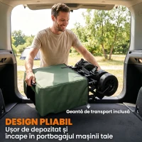 Outsunny Cărucior de grădină 110L cu mâner telescopic și bază rabatabilă din oțel și material textil Oxford, culoare kaki(m-4)