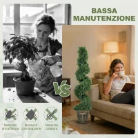 HOMCOM Set 2 Piante Finte di Cipresso a Spirale 120cm con Vaso Incluso, per Decorazione Interno ed Esterno, Verde(m-5)