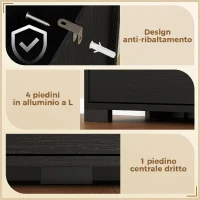 HOMCOM Scarpiera Moderna con Specchio, 4 Cassetti a Ribalta, Capacità Fino 16 Paia di Scarpe, Nero(m-7)
