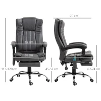 Vinsetto Directiestoel met Massage- en Verwarmfunctie, Voetensteun, Verstelbaar, tot 120kg, Grijs(m-3)