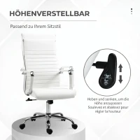 Vinsetto Scaun de Birou Ergonomic din Piele Ecologică, Scaun Rotativ și cu Funcție de Legănare, 54x62x104-114 cm, Alb(m-4)