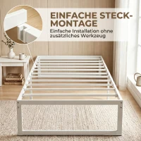 HOMCOM Bedframe met opbergruimte en lattenbodem, 32,5 cm hoog, stil, 200 x 90 cm, wit(m-5)