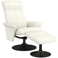 HOMCOM Relaxfauteuil, tv-fauteuil met hocker, draaibaar, ergonomisch, microvezel-look, tot 150 kg, Cremewit(m-10)