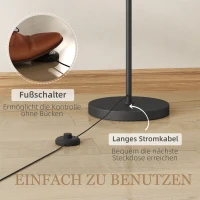 HOMCOM Vloerlamp met verstelbaar licht, voetschakelaar, afstandsbediening, metaal, zwart(m-5)