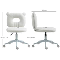 HOMCOM Bureaustoel, verstelbaar, teddybont, 50 cm x 56 cm x 90 cm, wit(m-3)