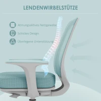 Vinsetto Bureaustoel, Ergonomische Verstelbare Schrijftafelstoel met Draaifunctie 55 x 48 x 82,5-94,5 cm Groen(m-6)