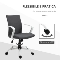 Vinsetto Sedia da Ufficio Ergonomica e Girevole con Altezza Regolabile, 61x61x89-99 cm, Grigio Scuro(m-6)