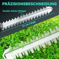 Outsunny Draadloze Heggeschaar Elektrische Heggensnoeier met 51cm Snijlengte Motor, Accu Blauw(m-6)