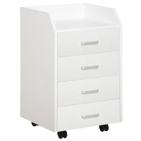 Vinsetto Cajonera de Escritorio con Ruedas, Cajonera de Oficina con 4 Cajones, Archivador Móvil para Estudio, Salón, para Debajo del Escritorio, 40x36x65 cm, Blanco(m-1)