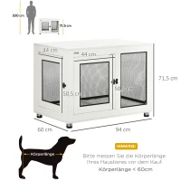 PawHut hondenkooi, dierenkooi met tafelblad, hondenhok, kennel, wit(m-3)
