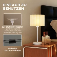 HOMCOM Bureaulamp in retrostijl, Nachttafellamp, Kunststof kap, Knopschakelaar, Wit(m-5)