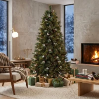 HOMCOM 6ft Artificial Christmas Tree, Fir Hinged Xmas Tree with 716 Branch Tips, Foldable Metal Stand, Easy Assembly, Green(m-8)