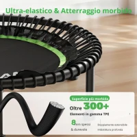 Rebounder-Trampolino per adulti, pieghevole, maniglione regolabile, pedane antiscivolo, 102x102x106 cm, Nero+Verde(m-8)