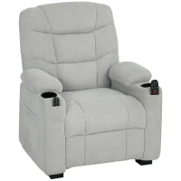 HOMCOM Poltrona Relax Elétrica Reclinável com Calor Lombar, Massagem Vibratória, Motor Silencioso, Função Memória, USB - Cinzento(m-1)
