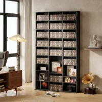 HOMCOM 835 CD/500 DVD Storage Unit, Blu-ray Media Storage Shelf with 27 Compartments and 21 Adjustable Shelves, Black(m-9)