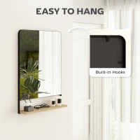 HOMCOM Wall Mirror with Wood Shelf - Black(m-5)