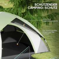 Outsunny Lichtgewicht & Stabiele Waterdichte Koepeltent voor 2 Personen met Deur & Venster, Draagtas in Grijs+Groen(m-4)