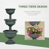 Outsunny 3-tier Chelsea Planter Flowers Display Fountain Stable Base Outdoor Garden Flower Pot Patio Balcony Indoors Green(m-4)