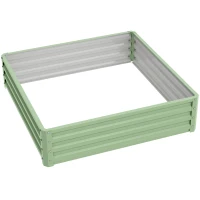 Outsunny Tuinbed, Plantenbak met Metalen Frame, Groen, 120 x 120 x 30 cm(m-1)