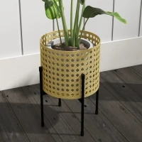 Outsunny Bloemenstandaard, set van 3, roestvrij metalen frame, voor binnen en buiten, zwart/goud(m-9)