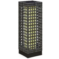 Outsunny Außenleuchte mit Solarmodul, Einschaltautomatik, 8 h Betriebszeit, Rattanoptik, Stahl, 15,5 x 15,5 x 46 cm, Grau(m-1)