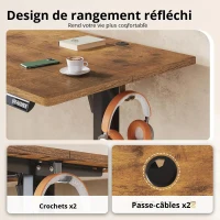 Bureau assis-debout électrique, 3 fonctions mémoire, système anti-collision, 160x70,2x72,2-118 cm, marron(m-4)