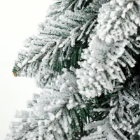 HOMCOM Artificial Christmas Tree Set of 3, Snowy Pre-Lit Christmas Tree with PVC Branch Tips, 90/120/150 cm, Green White(m-11)