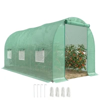 Outsunny Ruime Kas voor Elk Seizoen - Groen 445 x 190 x 200 cm(m-11)