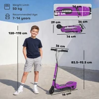 HOMCOM Foldable Electric Kids Scooter, Ride-on for Ages 7-14 Years, Purple(m-3)
