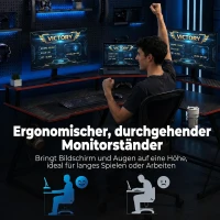 HOMCOM L-vormig computertafel met stopcontacten, 128 cm hoekbureau met monitorstandaard, hoofdtelefoonhaak & bekerhouder(m-6)