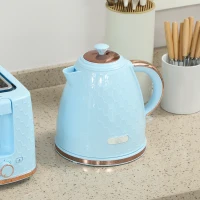HOMCOM 1.7L 3000W Fast Boil Kettle & 2 Slice Toaster Set, Kettle and Toaster Set with Auto Shut Off, Browning Controls, Light Blue(m-8)