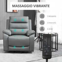 HOMCOM Poltrona Alzapersona Reclinabile fino a 135° con 8 Punti Massaggianti, Telecomando e Poggiapiedi, 91x86x101 cm(m-6)