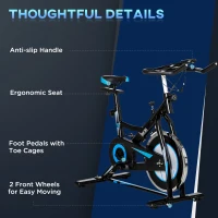 HOMCOM Stationary Exercise Bike, 8kg Flywheel Indoor Cycling Workout Fitness Bike, Adjustable Resistance Cardio Exercise Machine w/ LCD Monitor Pad and Phone Holder for Home, Gym, Office, Black(m-9)