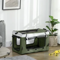 PawHut Huisdierenbuggy voor Honden en Katten, Opvouwbaar, Afneembare Mand, 81 x 58 x 97,5 cm, Zwart+Donkergroen+Wit(m-8)