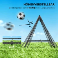 HOMCOM Voetbaldoel, Verstelbaar, Inklapbaar, Metalen Frame, 100 x 95 cm, Zwart(m-4)