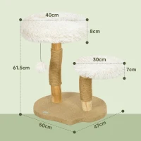 PawHut Kattenboom, 61,5 cm, met Kattenbed, Krabpaal, Sprongplatform, Speelbal, Voor Katten tot 5 kg, Wit(m-3)