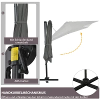 Outsunny Grijze Zweefparasol Tuinparasol, Kruisvoet, Kantelbaar, Weerbestendig, 245 cm x 245 cm x 245 cm(m-6)