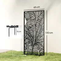 Outsunny Kamerscheider 65 x 130 cm vrijstaand/op te hangen paravent, metalen zichtscherm, Zwart(m-3)