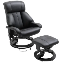 HOMCOM Massagestoel met voetenbank, 10 trilpunten, 145° verstelbare rugleuning, zwart(m-11)