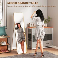 HOMCOM Miroir en pied arqué 40 x 160 cm, montage au sol ou appuyé contre le mur, pour chambre à coucher salon dressing, doré(m-4)