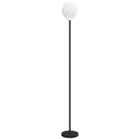 HOMCOM Flower Floor Lamp for Living Room, 3D Printed Modern Standing Lamp with Rose Shade & Foot Switch, Minimalist Tall Pole Lampshade for Bedroom, Office, E27 Holder without Bulb (25W Max), White(m-1)